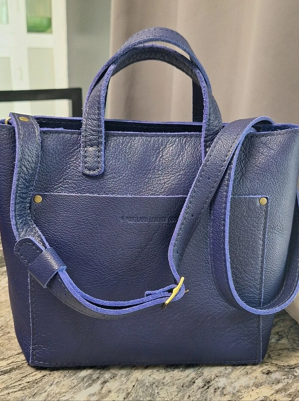 Portland Leather Mini Crossbody Tote, NWOT, COBALT
